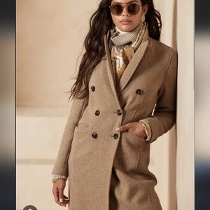 NWOT Banana Republic Double Breasted Wool Melton Car Coat Taupe Tan Small Petite
